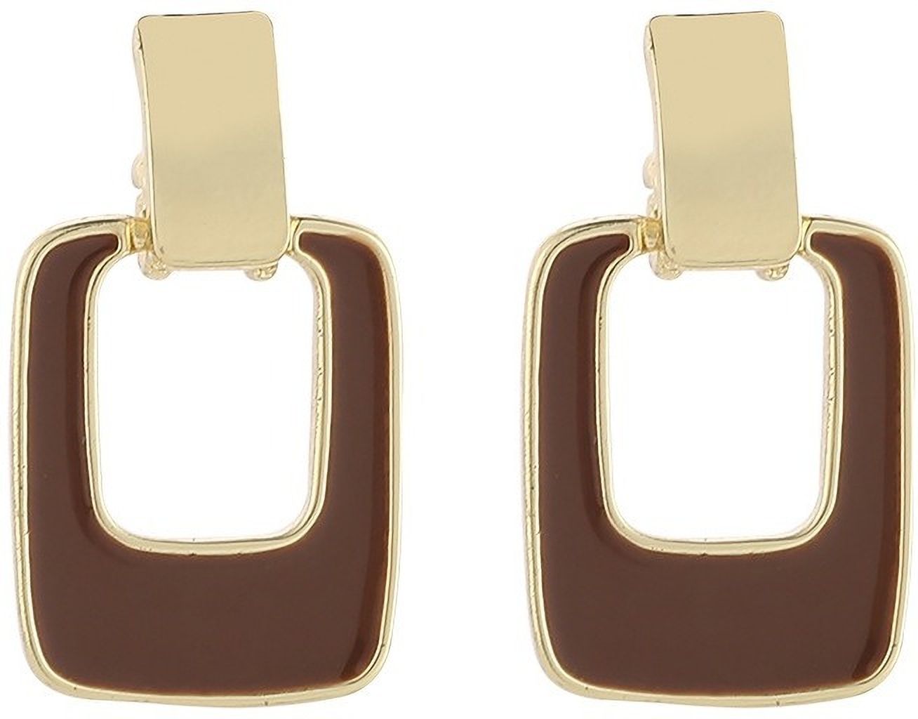 MYKI Brown Gold Rectangular Korean Stud Earrings (MKERCH911CP-ANT)