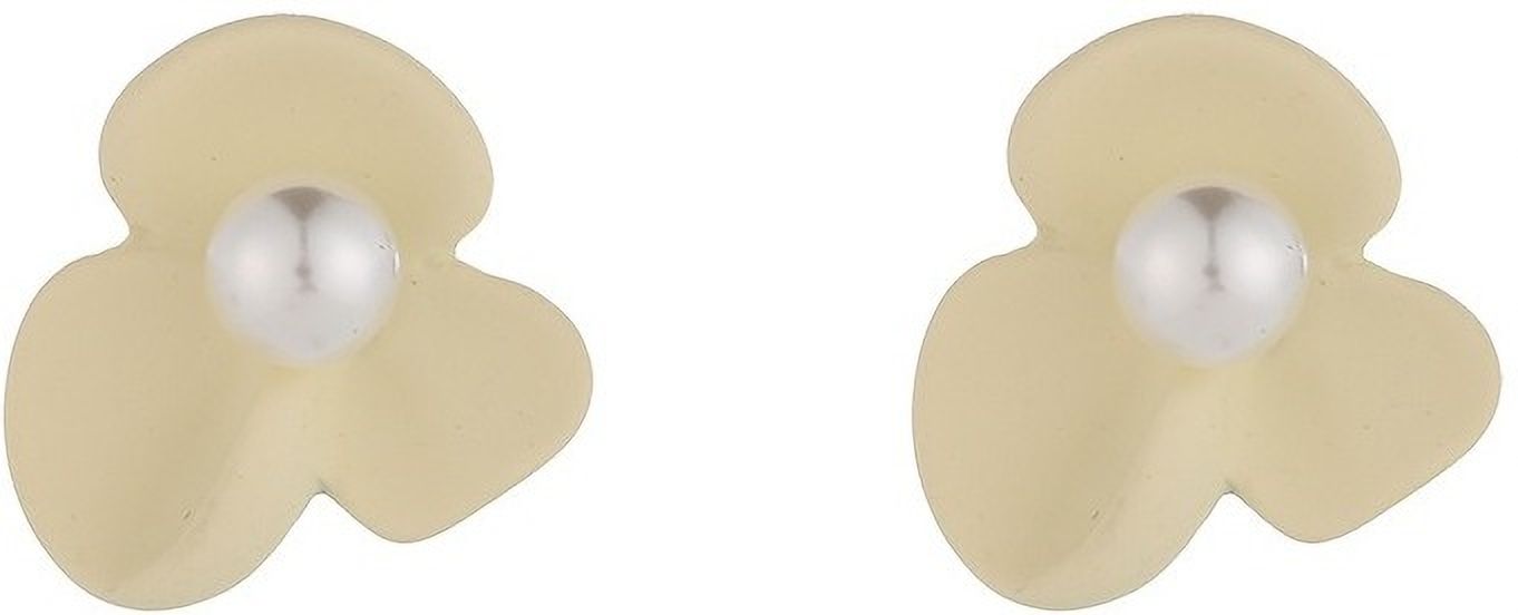 MYKI Yellow Flower Pearl Stud Korean Earrings (MKERCH913PI-ANT)