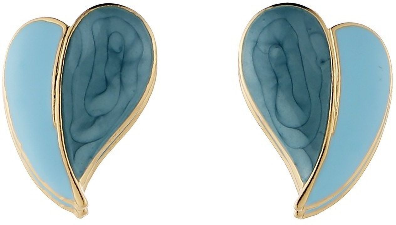 MYKI Blue Leaf Enamel Korean Stud Earrings (MKERCH914CP-ANT)