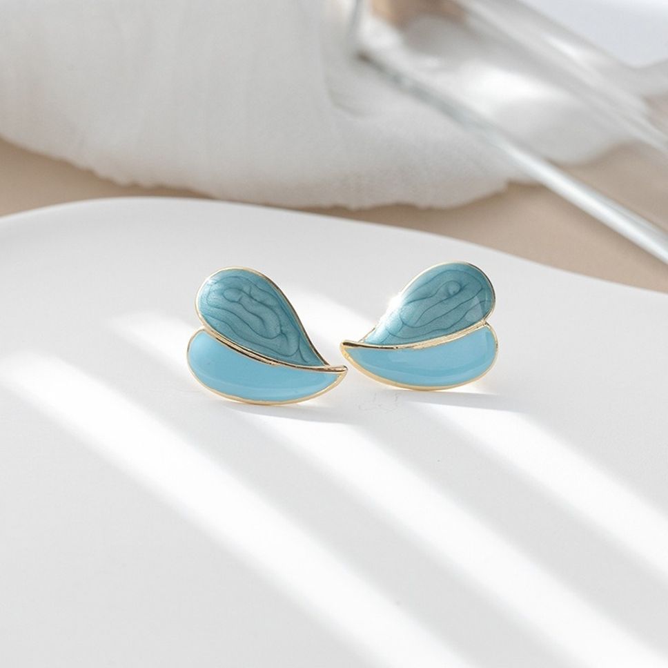MYKI Blue Leaf Enamel Korean Stud Earrings (MKERCH914CP-ANT)