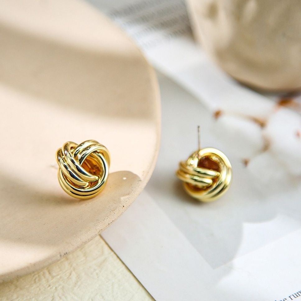 MYKI Gold Knot Statement Korean Stud Earrings (MKERCH915PI-ANT)