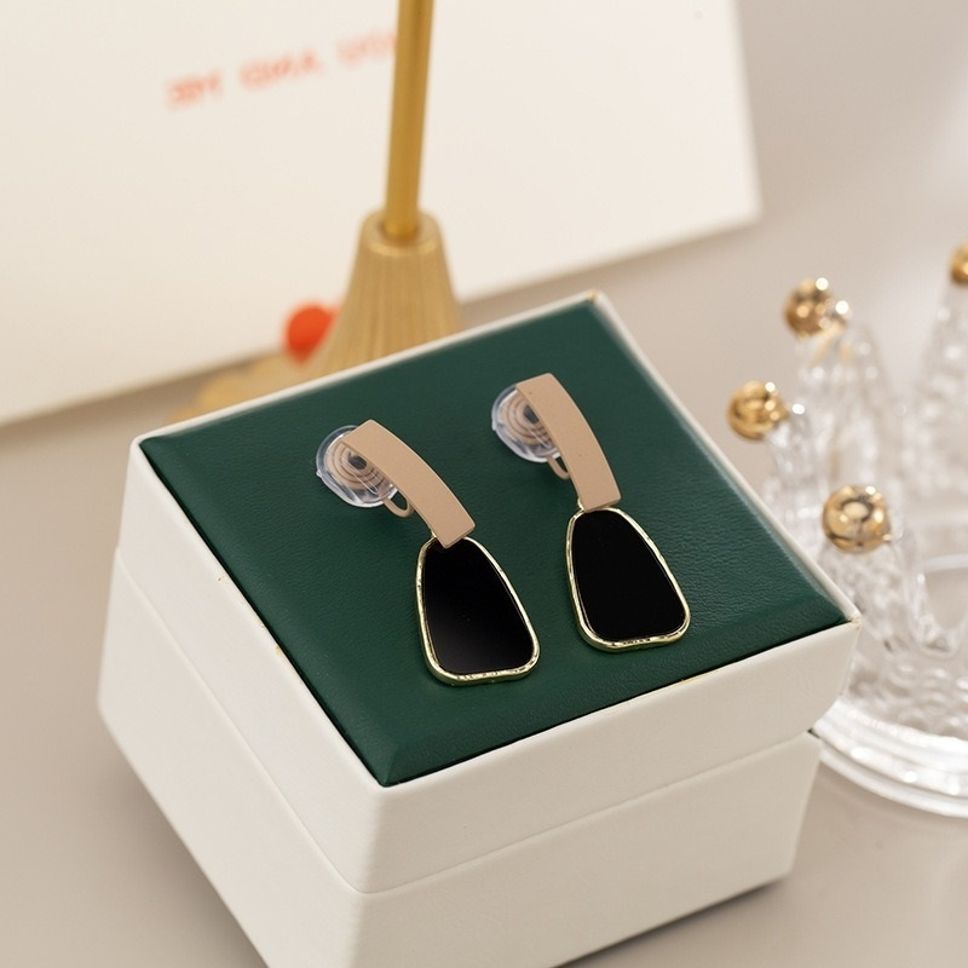 MYKI Black and Beige Geometric Drop Korean Earrings (MKERCH916CP-ANT)