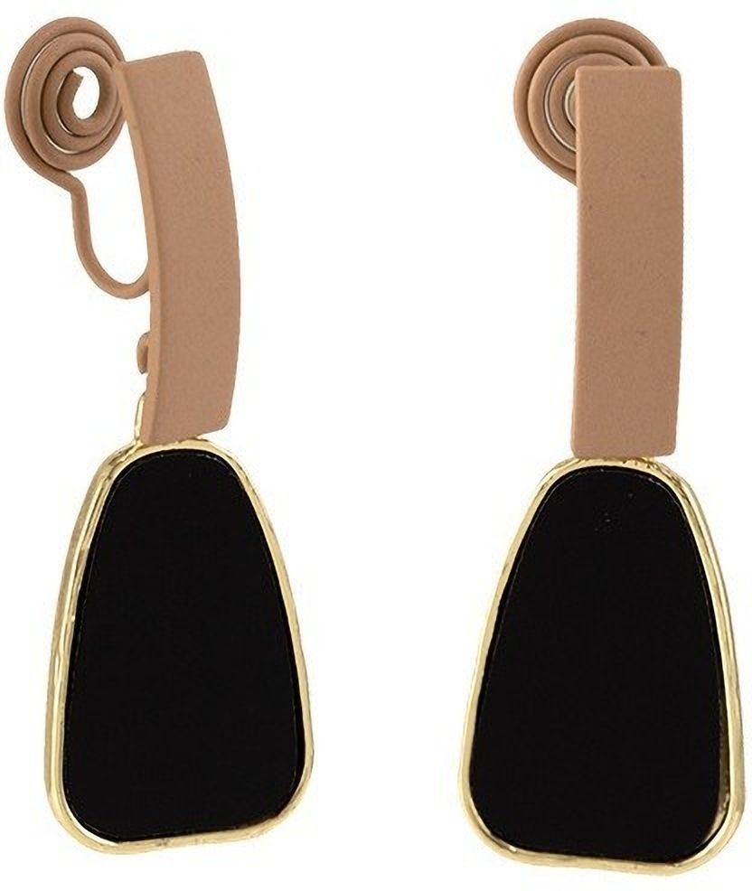 MYKI Black and Beige Geometric Drop Korean Earrings (MKERCH916CP-ANT)