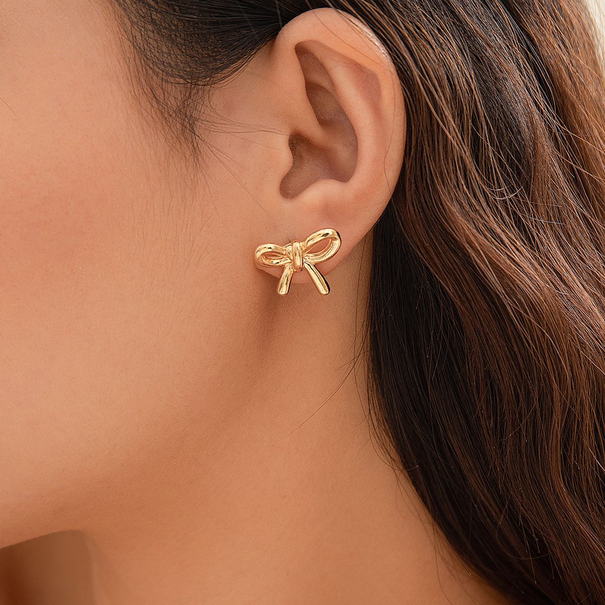 MYKI Gold Plated Bow Design Anti-Tarnish Stud Earrings (MKERCH926G-SSYI)