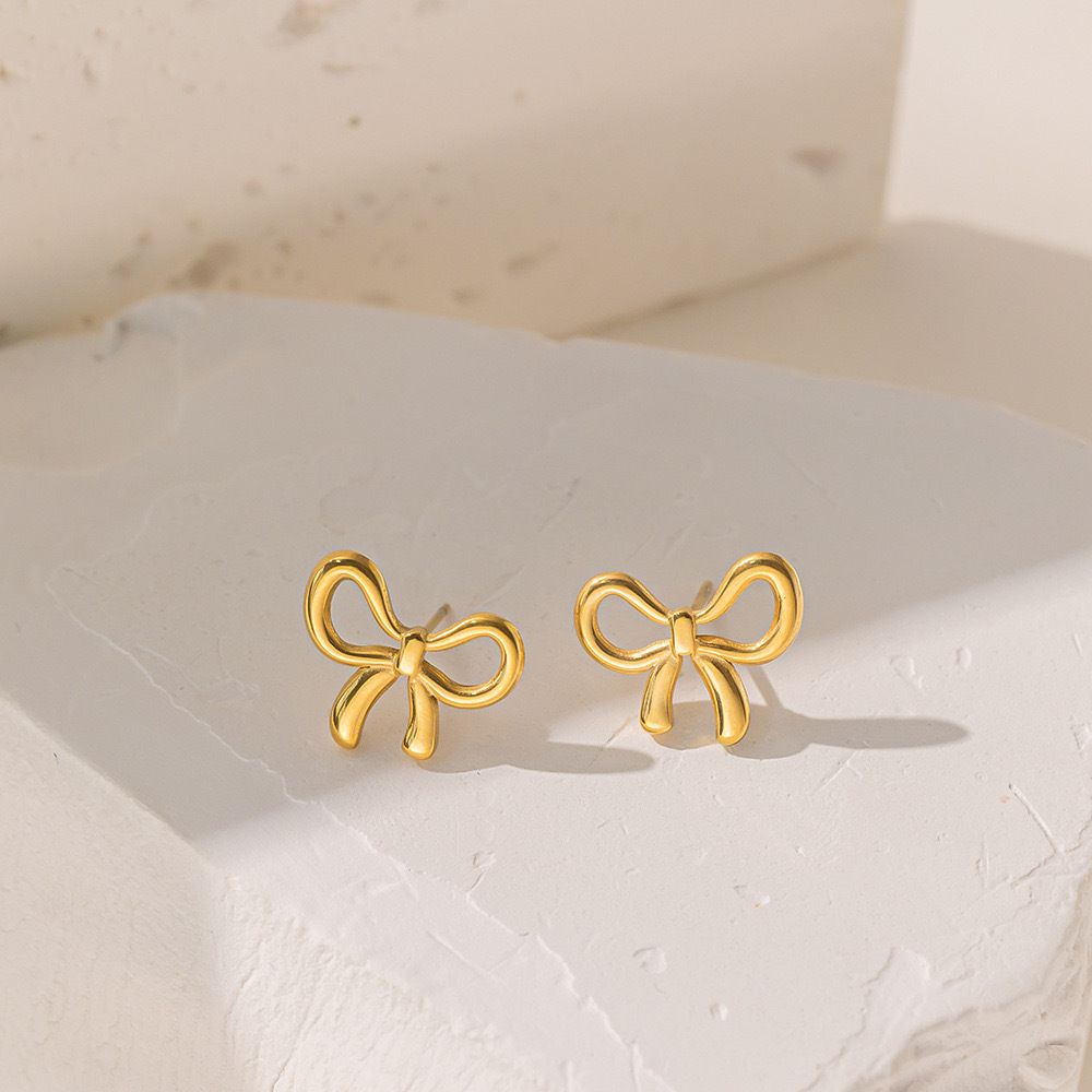 MYKI Gold Plated Bow Design Anti-Tarnish Stud Earrings (MKERCH926G-SSYI)