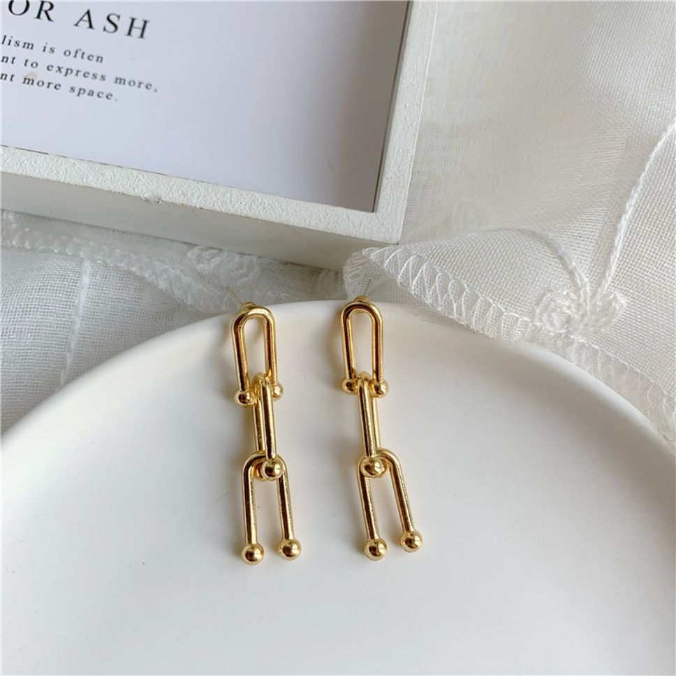MYKI Geometric Anti-Tarnish Long Dangle Earrings (MKERCH927-SSYI)