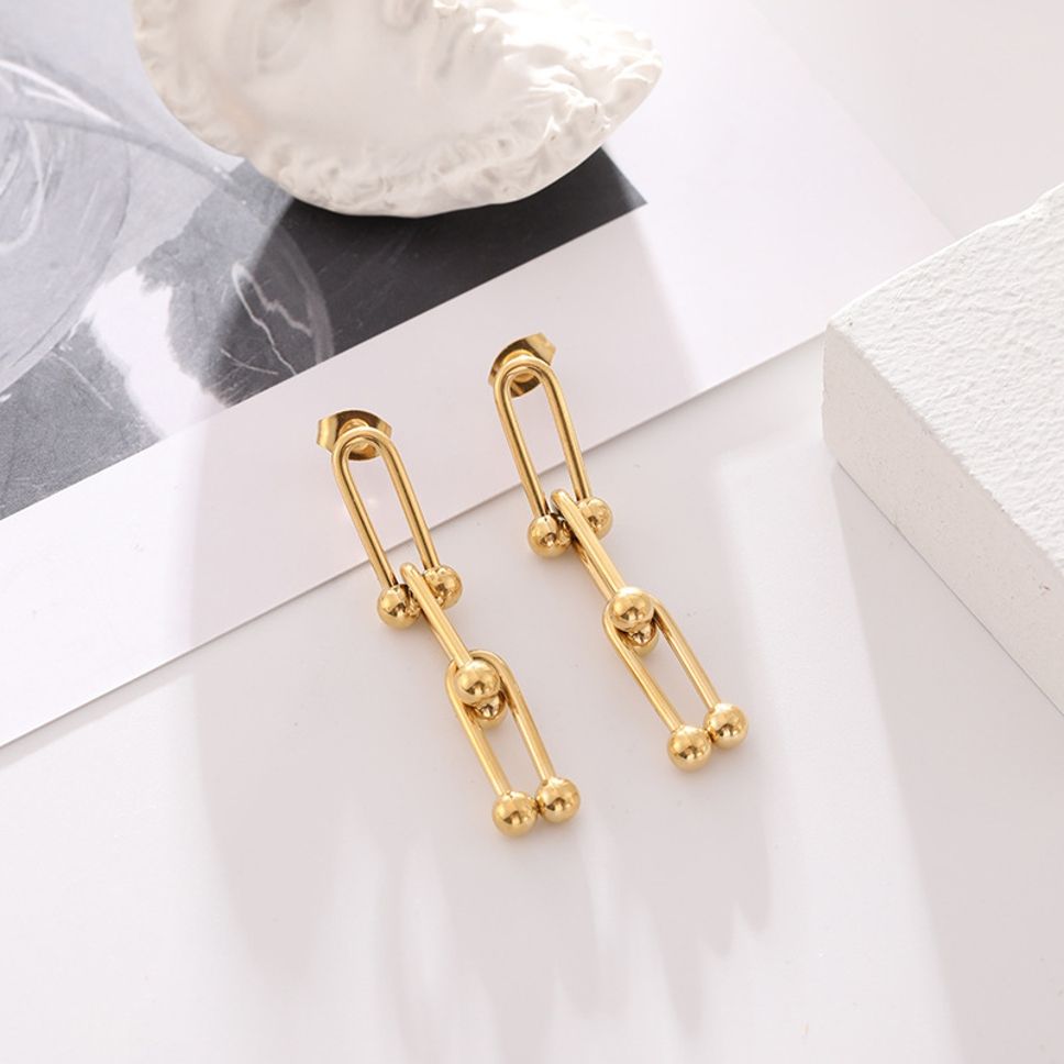 MYKI Geometric Anti-Tarnish Long Dangle Earrings (MKERCH927-SSYI)