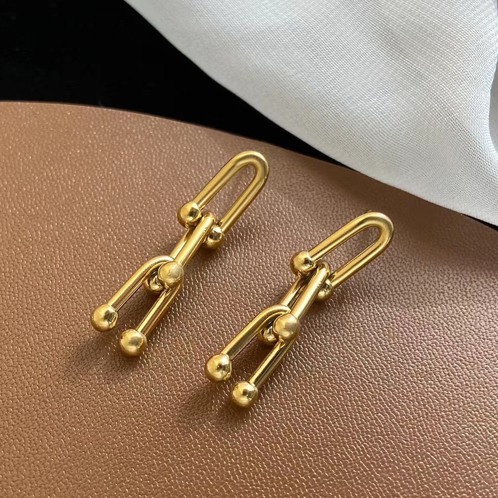 MYKI Geometric Anti-Tarnish Long Dangle Earrings (MKERCH927-SSYI)