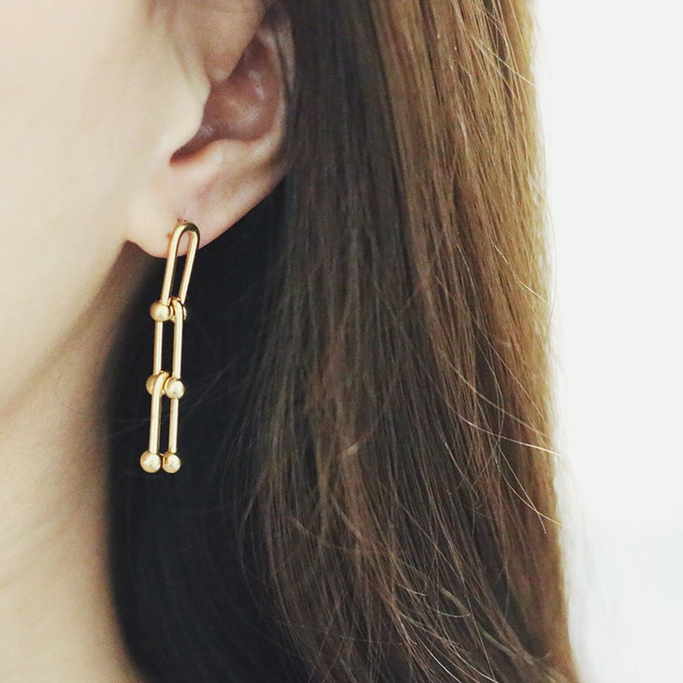MYKI Geometric Anti-Tarnish Long Dangle Earrings (MKERCH927-SSYI)
