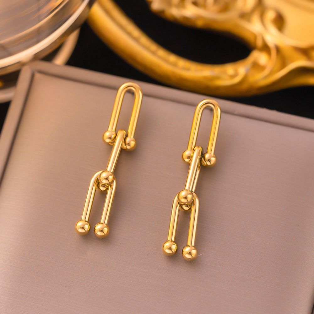 MYKI Paperclip Chain Minimal Premium Plated Necklace & Drop Earrings (mkps37)