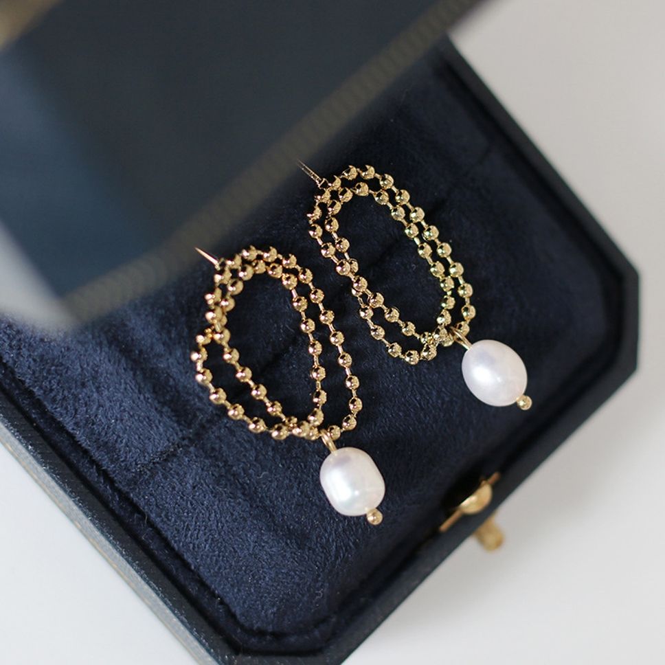 MYKI Beaded Pearl Loop Anti-Tarnish Earrings (MKERCH928-SSYI)