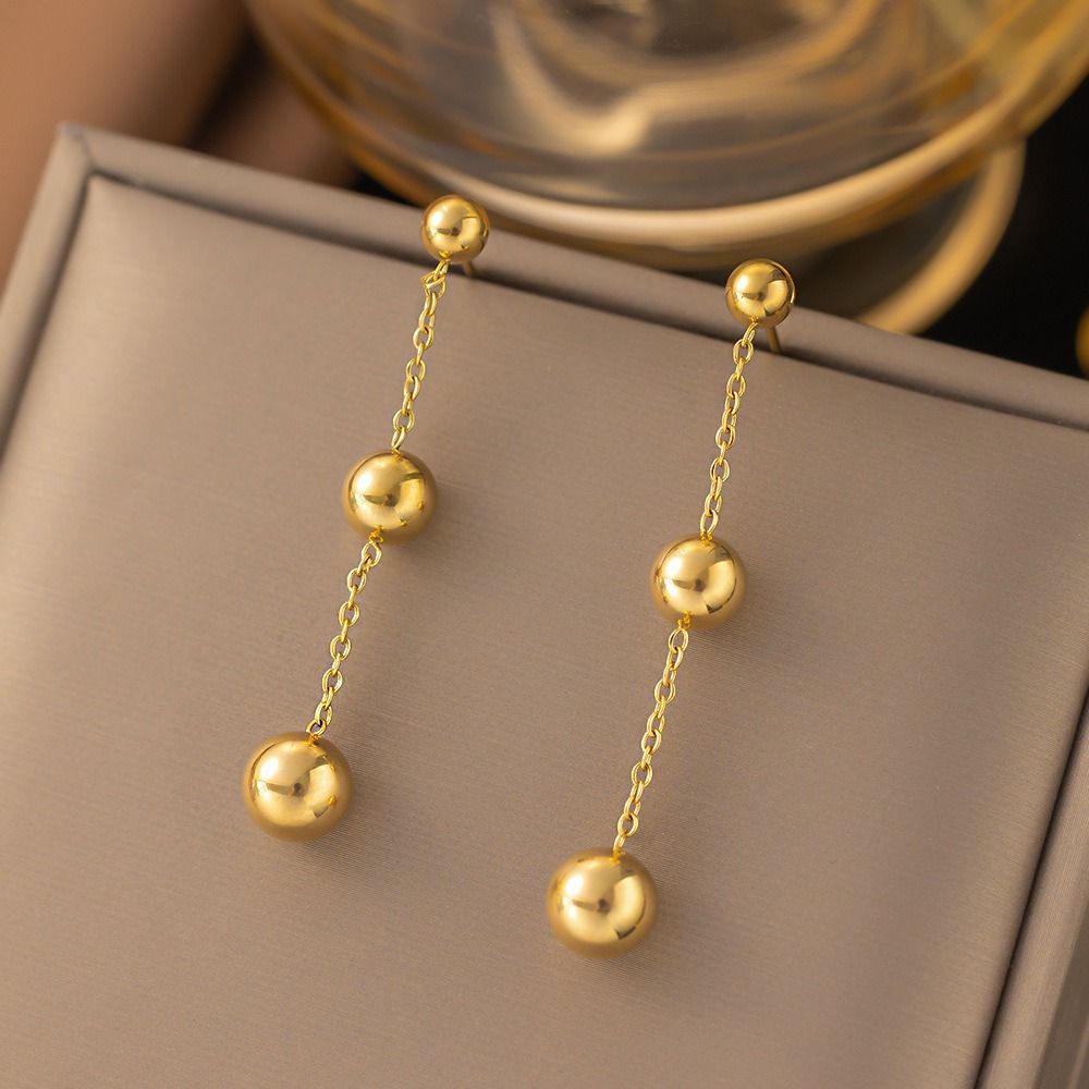MYKI Ball Chain Minimal Premium Plated Necklace & Drop Earrings Set (mkps40)