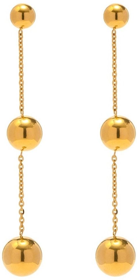 MYKI Gold Plated Triple Ball Chain Anti-Tarnish Dangle Earrings (MKERCH929G-SSYI)