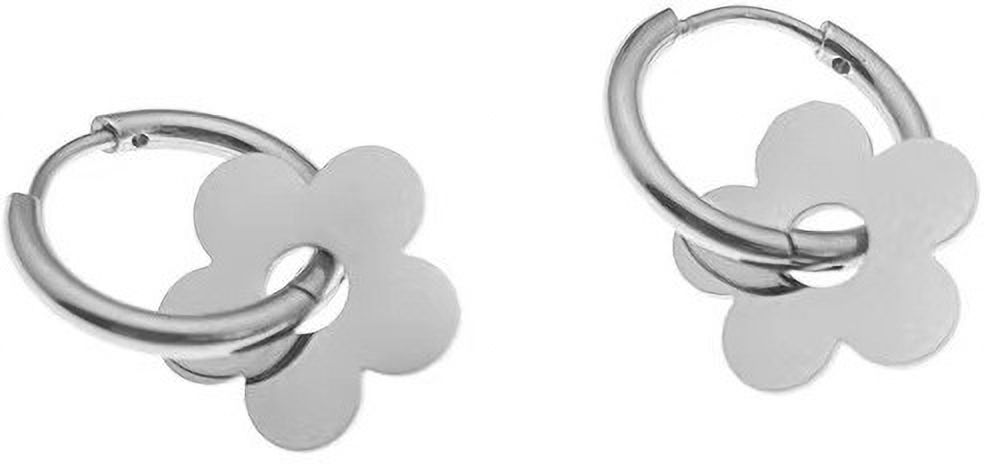 MYKI Silver Floral Hoop Anti-Tarnish Earrings (MKERCH931S-SSYI)