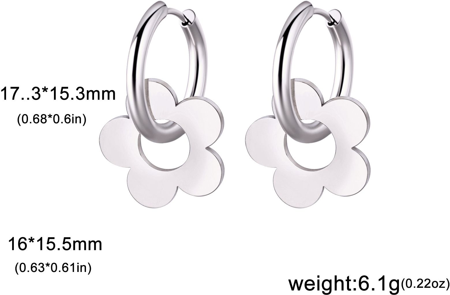 MYKI Silver Floral Hoop Anti-Tarnish Earrings (MKERCH931S-SSYI)