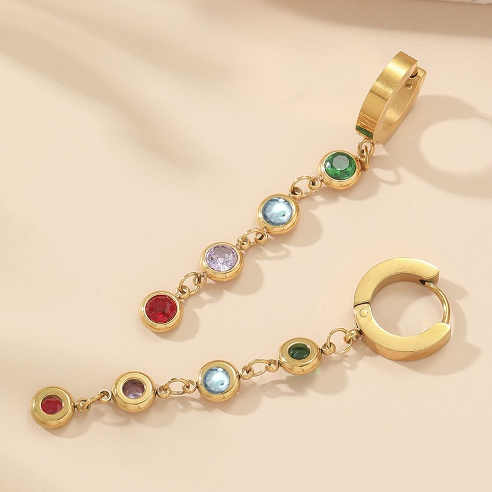 MYKI Gold Plated Multicolor Stone Anti-Tarnish Hoop Earrings (MKERCH932G-SSYI)