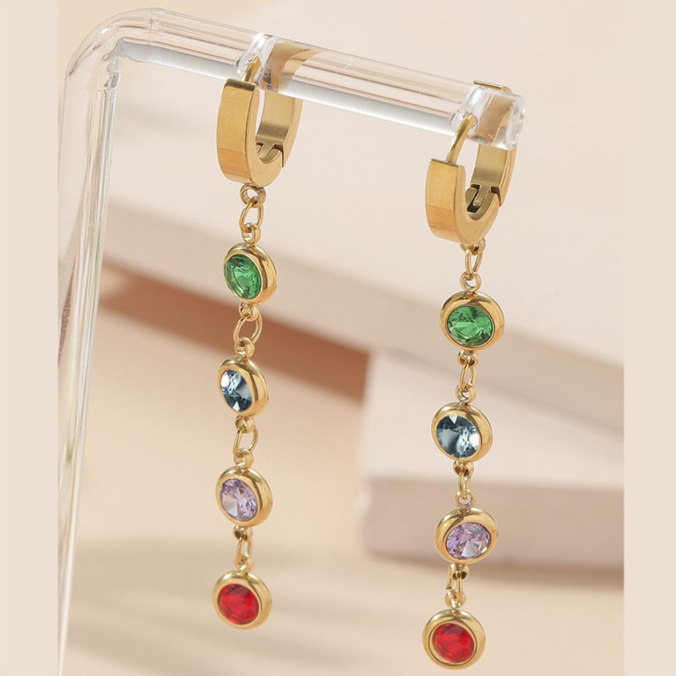 MYKI Gold Plated Multicolor Stone Anti-Tarnish Hoop Earrings (MKERCH932G-SSYI)