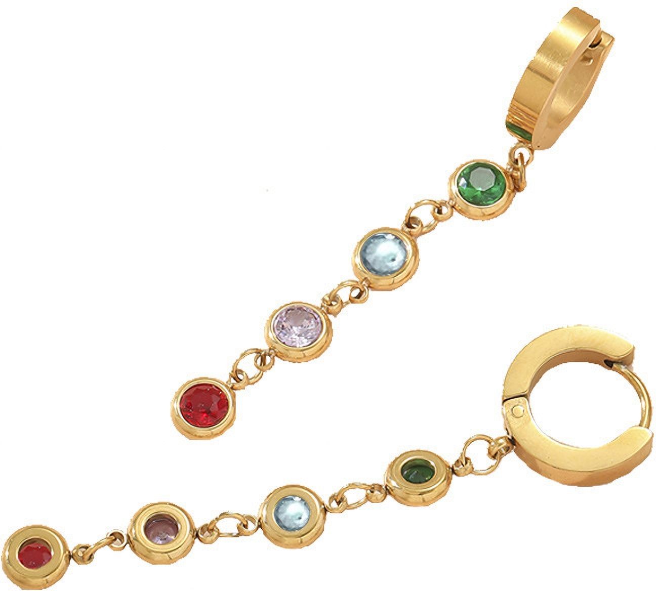 MYKI Gold Plated Multicolor Stone Anti-Tarnish Hoop Earrings (MKERCH932G-SSYI)
