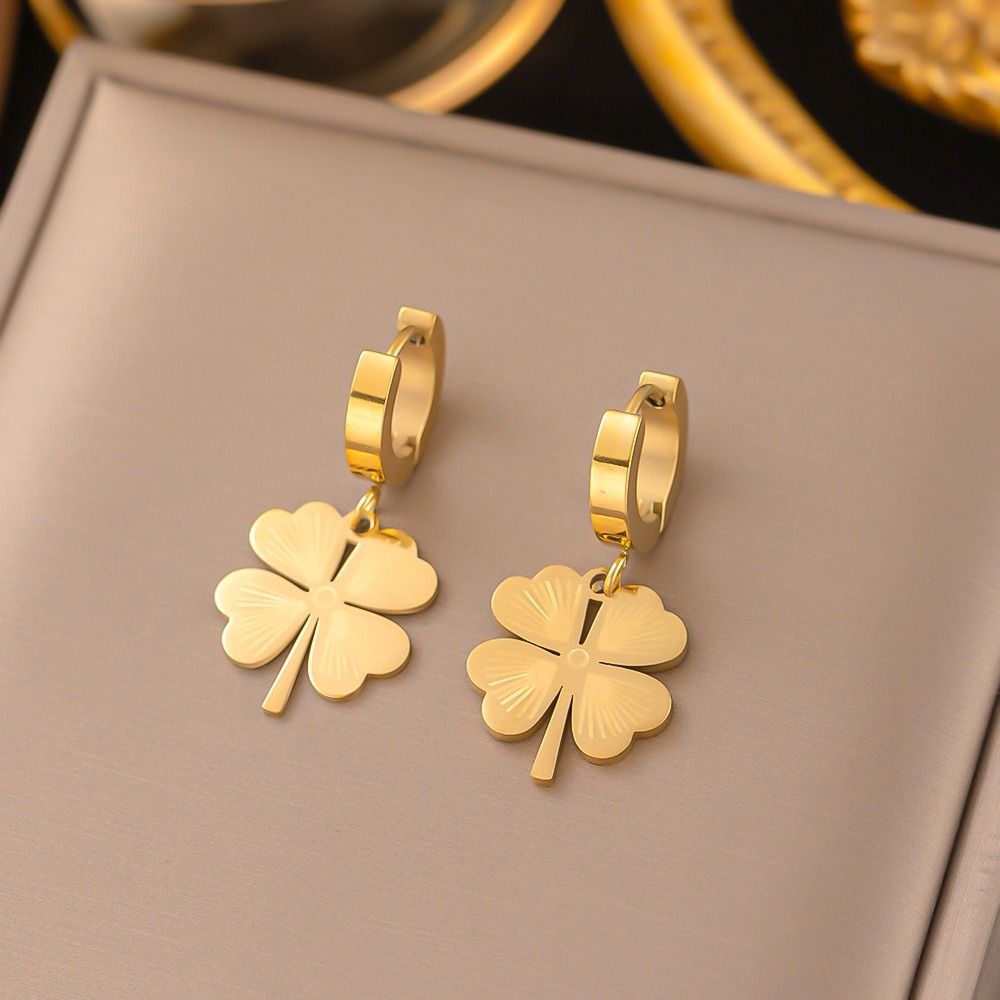 MYKI Four Leaf Clover Premium Plated Necklace & Hoop Earrings (mkps67)