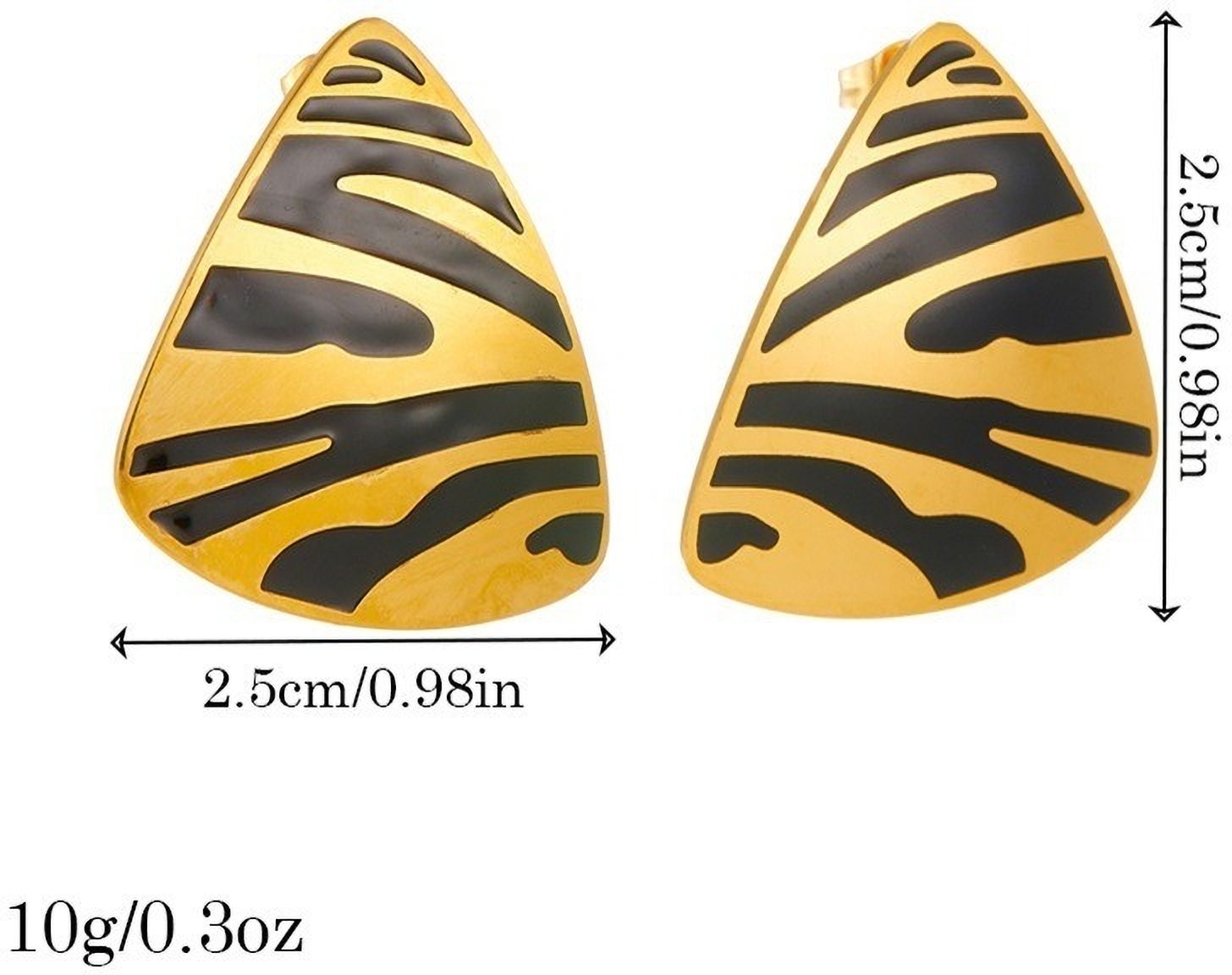 MYKI Gold Plated Zebra Print Anti-Tarnish Statement Earrings (MKERCH937G-SSYI)