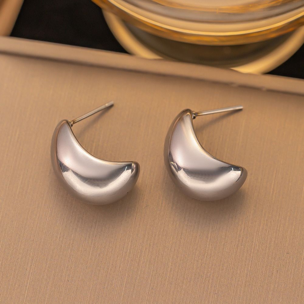 MYKI Silver Plated Crescent Hoop Anti-Tarnish Earrings (MKERCH938S-SSYI)