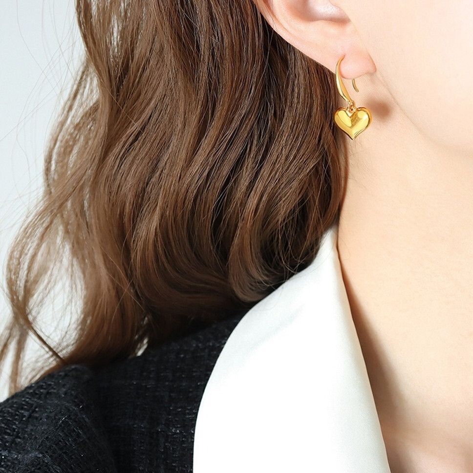 MYKI Gold Plated Heart Drop Anti-Tarnish Earrings (MKERCH939G-SSYI)
