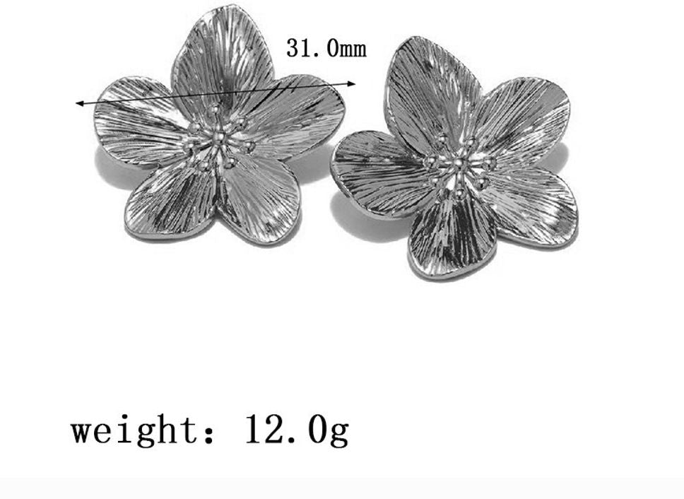 MYKI Silver Plated Textured Floral Anti-Tarnish Stud Earrings (MKERCH940S-SSYI)