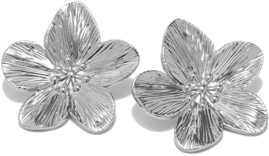 MYKI Textured Floral Anti-Tarnish Stud Earrings (MKERCH940-SSYI)