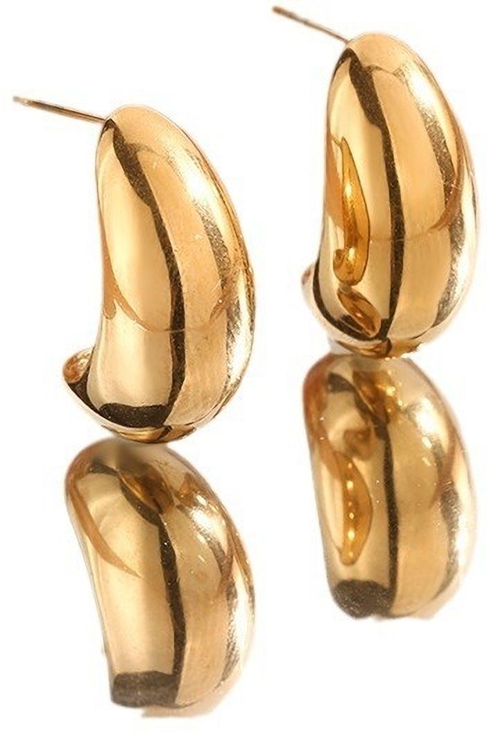 MYKI Sculptural Bean Anti-Tarnish Stud Earrings (MKERCH941-SSYI)
