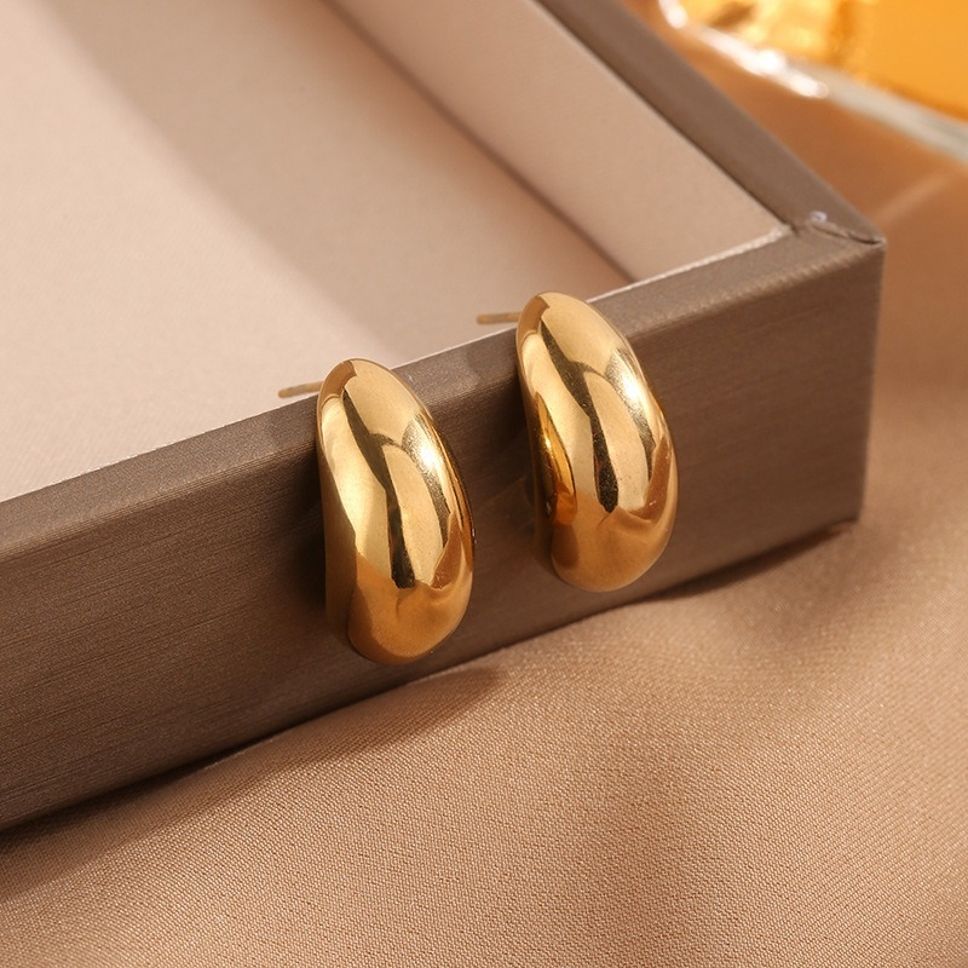 MYKI Sculptural Bean Anti-Tarnish Stud Earrings (MKERCH941-SSYI)
