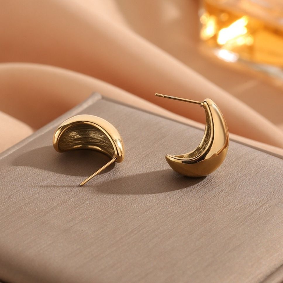 MYKI Sculptural Bean Anti-Tarnish Stud Earrings (MKERCH941-SSYI)