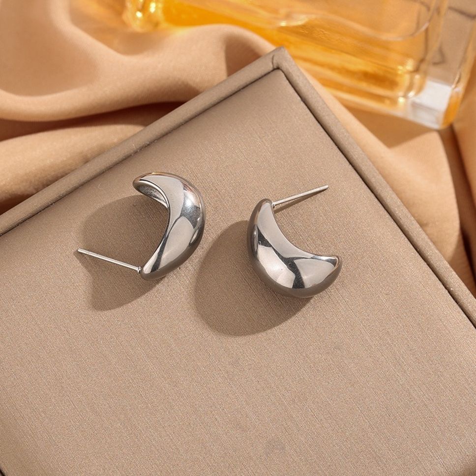 MYKI Silver Plated Sculptural Bean Anti-Tarnish Stud Earrings (MKERCH941S-SSYI)