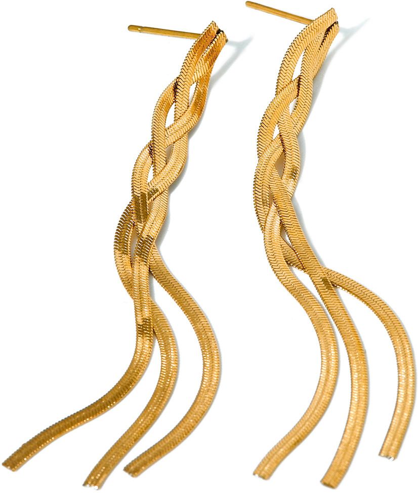 MYKI Braided Chain Long Anti-Tarnish Earrings (MKERCH943-SSYI)