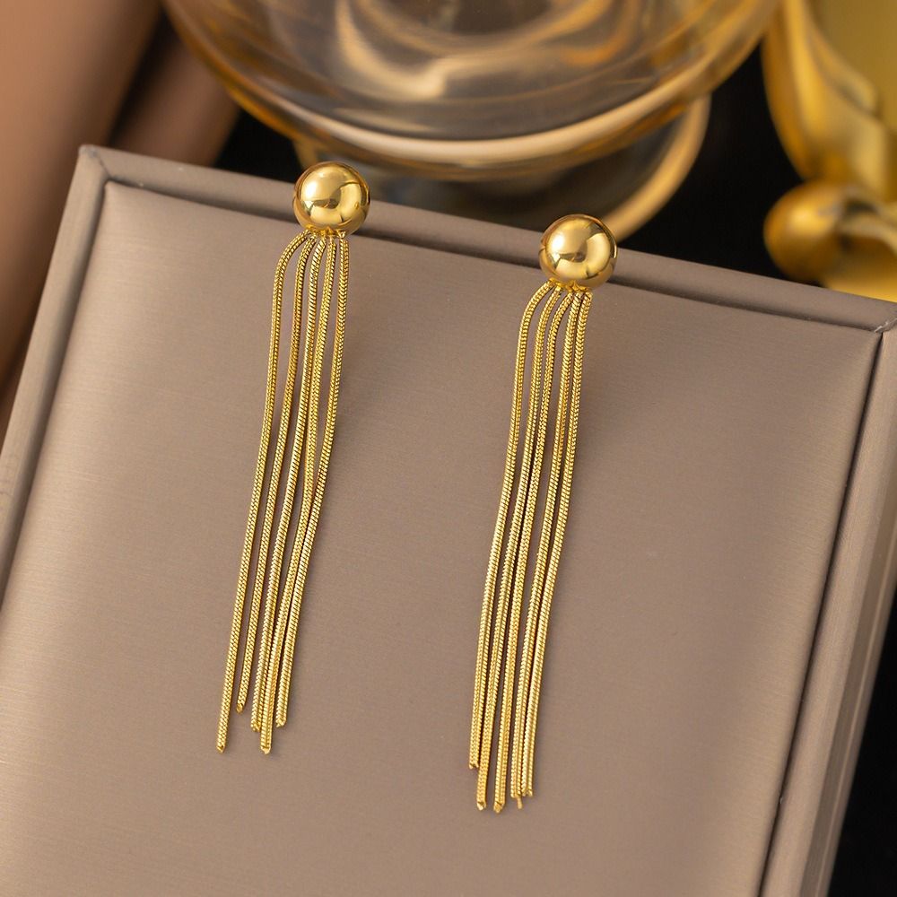MYKI Layered Ball Chain Premium Plated Necklace & Tassel Earrings (mkps26)