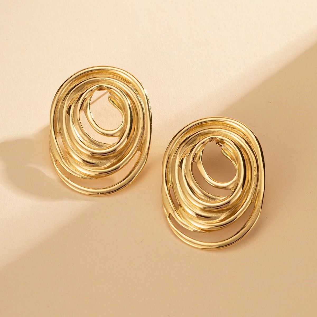 MYKI Gold Plated Abstract Loop Anti-Tarnish Statement Earrings (MKERCH948G-SSYI)