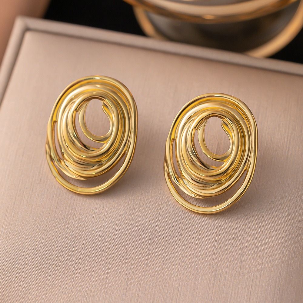 MYKI Gold Plated Abstract Loop Anti-Tarnish Statement Earrings (MKERCH948G-SSYI)