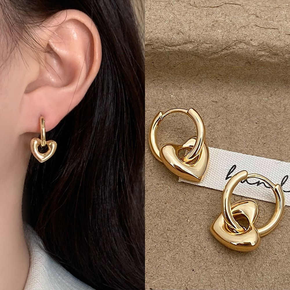 MYKI Heart Charm Anti-Tarnish Hoop Earrings (MKERCH949-SSYI)