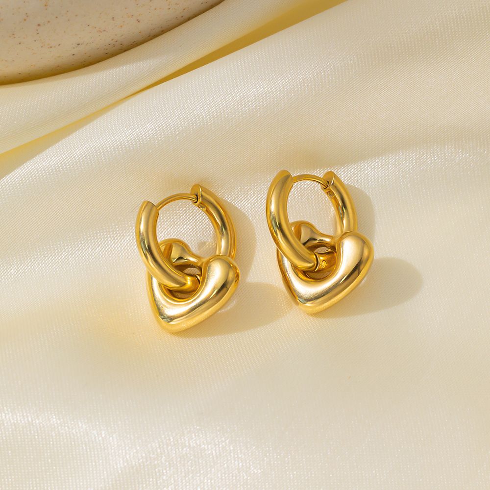 MYKI Heart Charm Anti-Tarnish Hoop Earrings (MKERCH949-SSYI)
