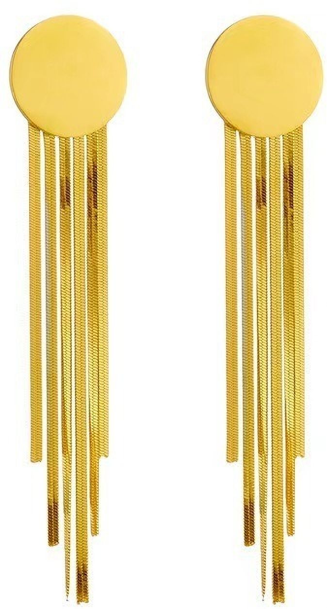 MYKI Gold Plated Long Tassel Anti-Tarnish Drop Earrings (MKERCH950G-SSYI)
