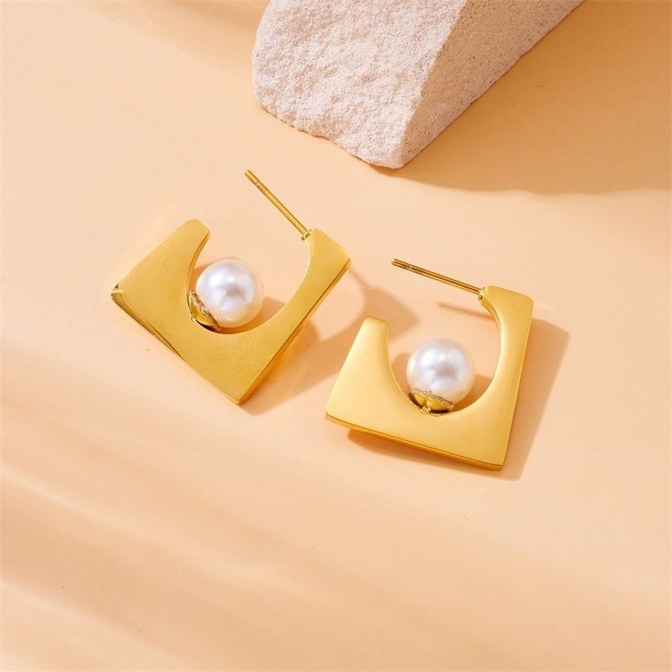 MYKI Pearl Link Premium Plated Necklace & Stud Earrings Set (mkps28)