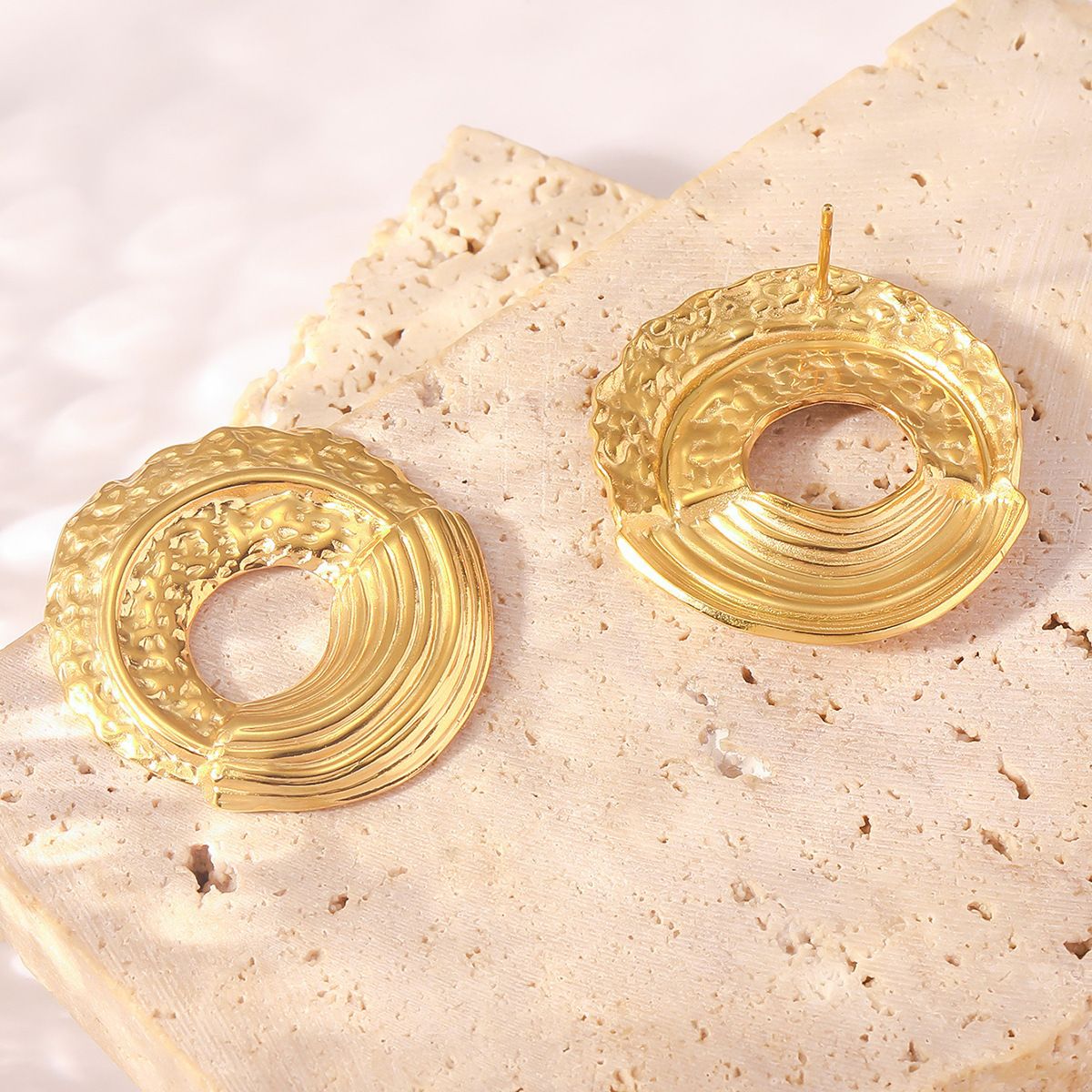 MYKI Textured Round Anti-Tarnish Stud Earrings (MKERCH952-SSYI)