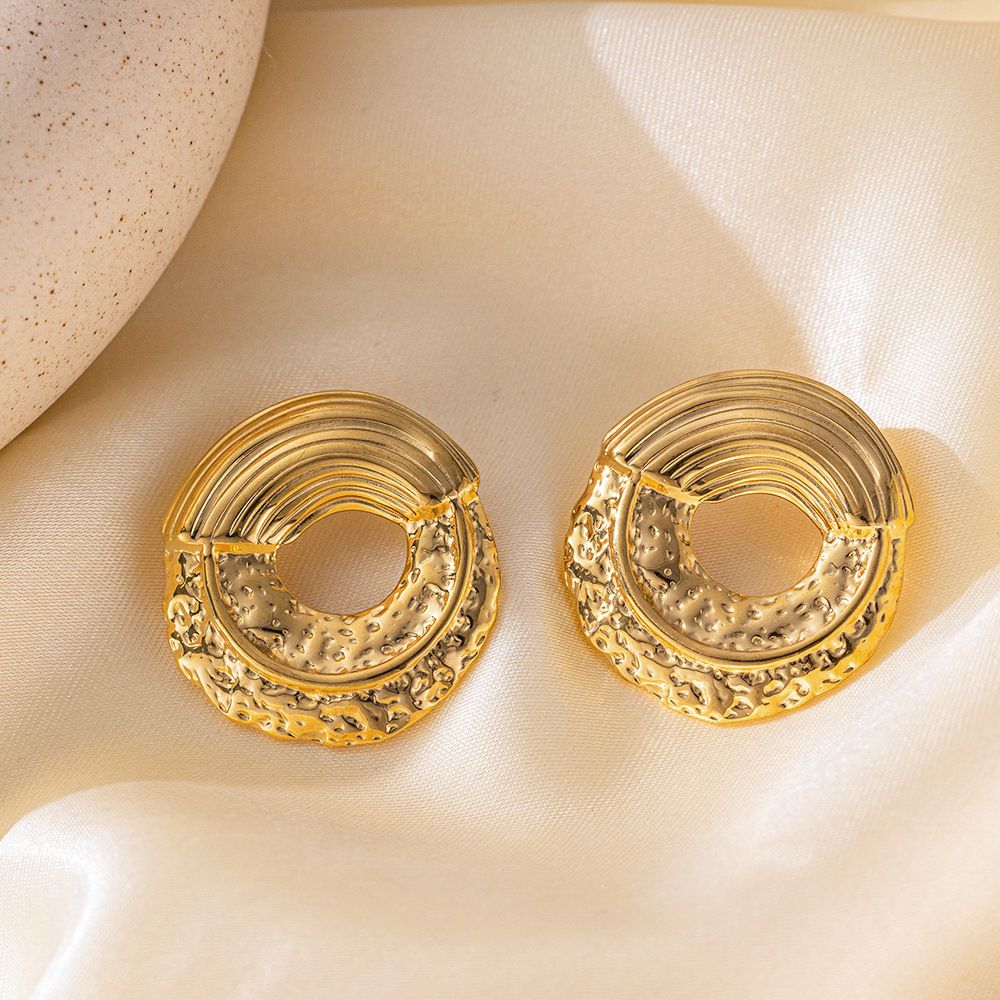 MYKI Textured Round Anti-Tarnish Stud Earrings (MKERCH952-SSYI)