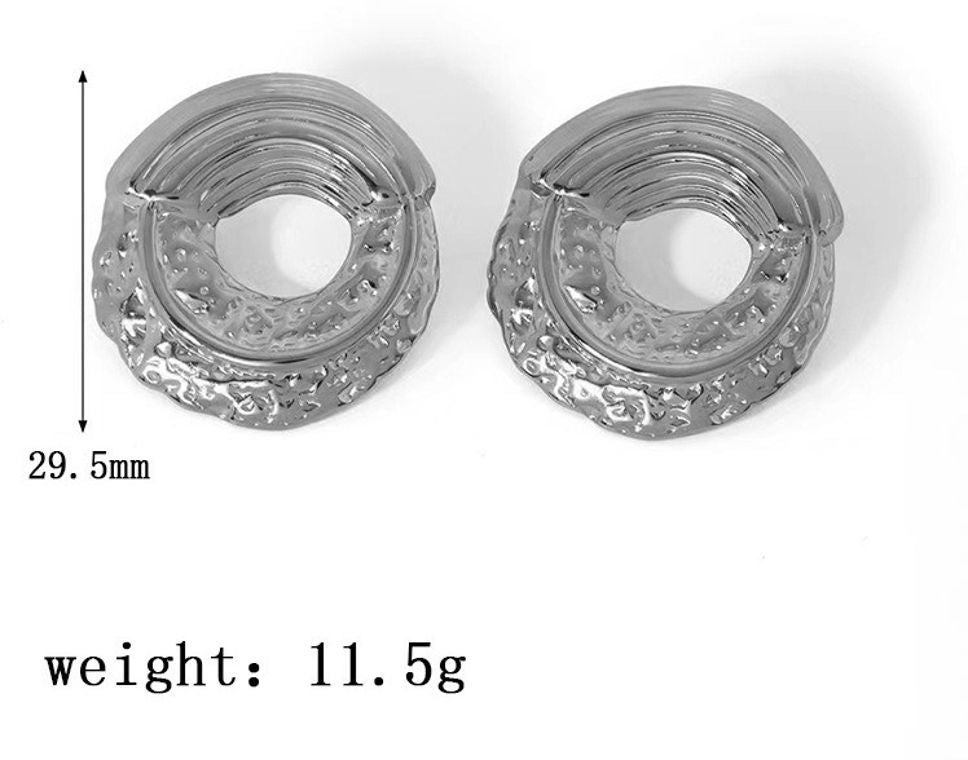MYKI Textured Round Anti-Tarnish Stud Earrings (MKERCH952-SSYI)