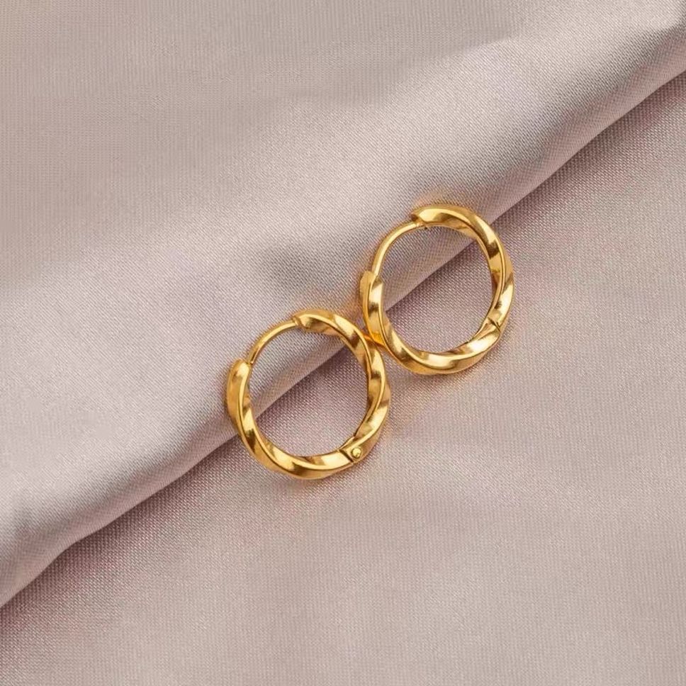 MYKI Braided Hoop Anti-Tarnish Earrings (MKERCH953-SSYI)