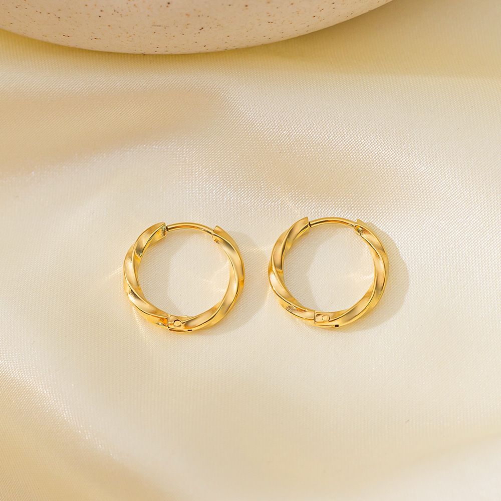 MYKI Braided Hoop Anti-Tarnish Earrings (MKERCH953-SSYI)
