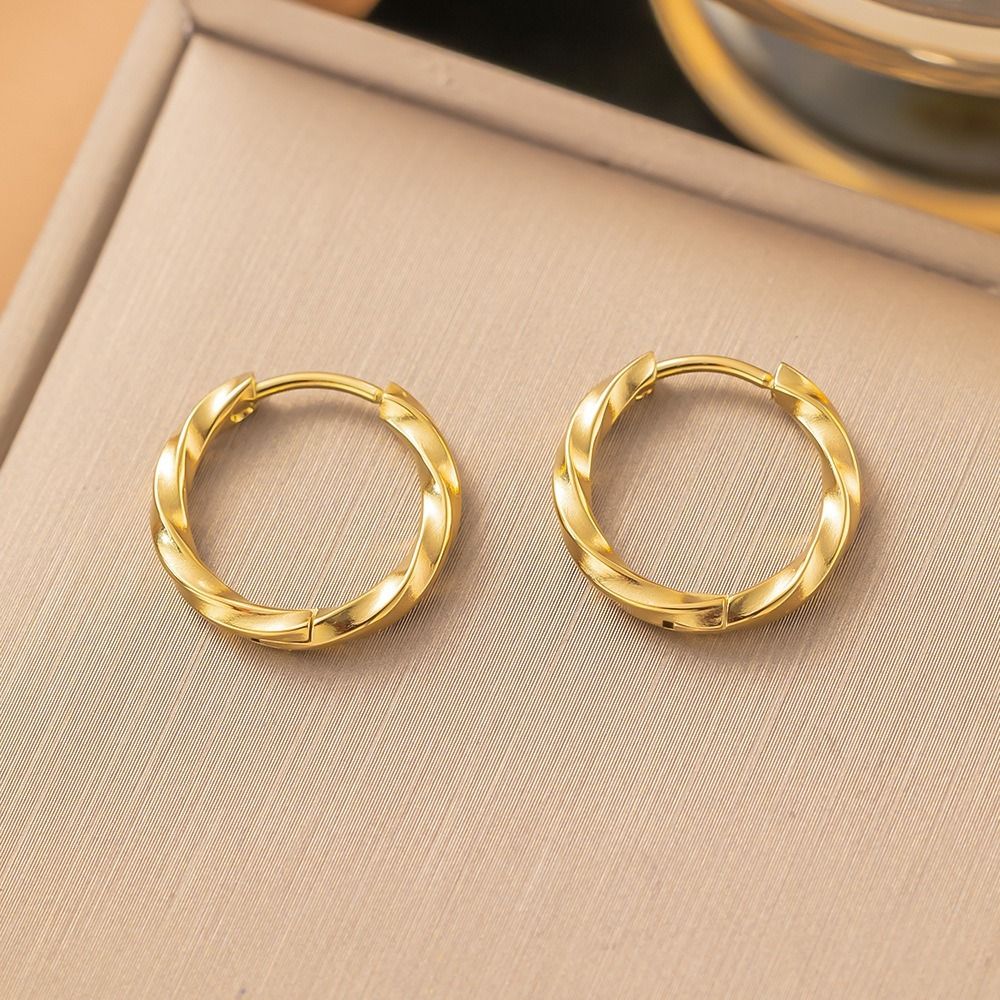 MYKI Gold Plated Braided Hoop Anti-Tarnish Earrings (MKERCH953G-SSYI)