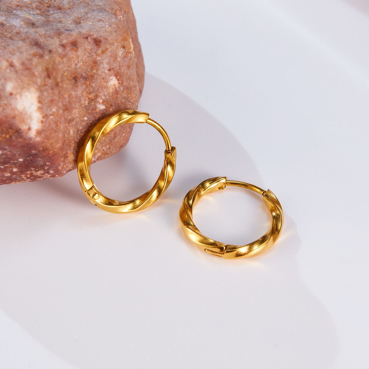 MYKI Braided Hoop Anti-Tarnish Earrings (MKERCH953-SSYI)