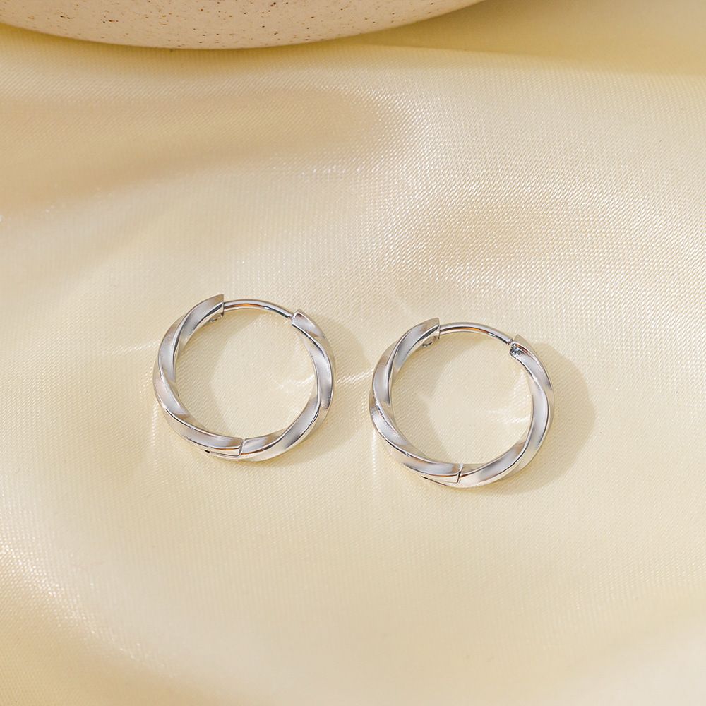 MYKI Braided Hoop Anti-Tarnish Earrings (MKERCH953-SSYI)