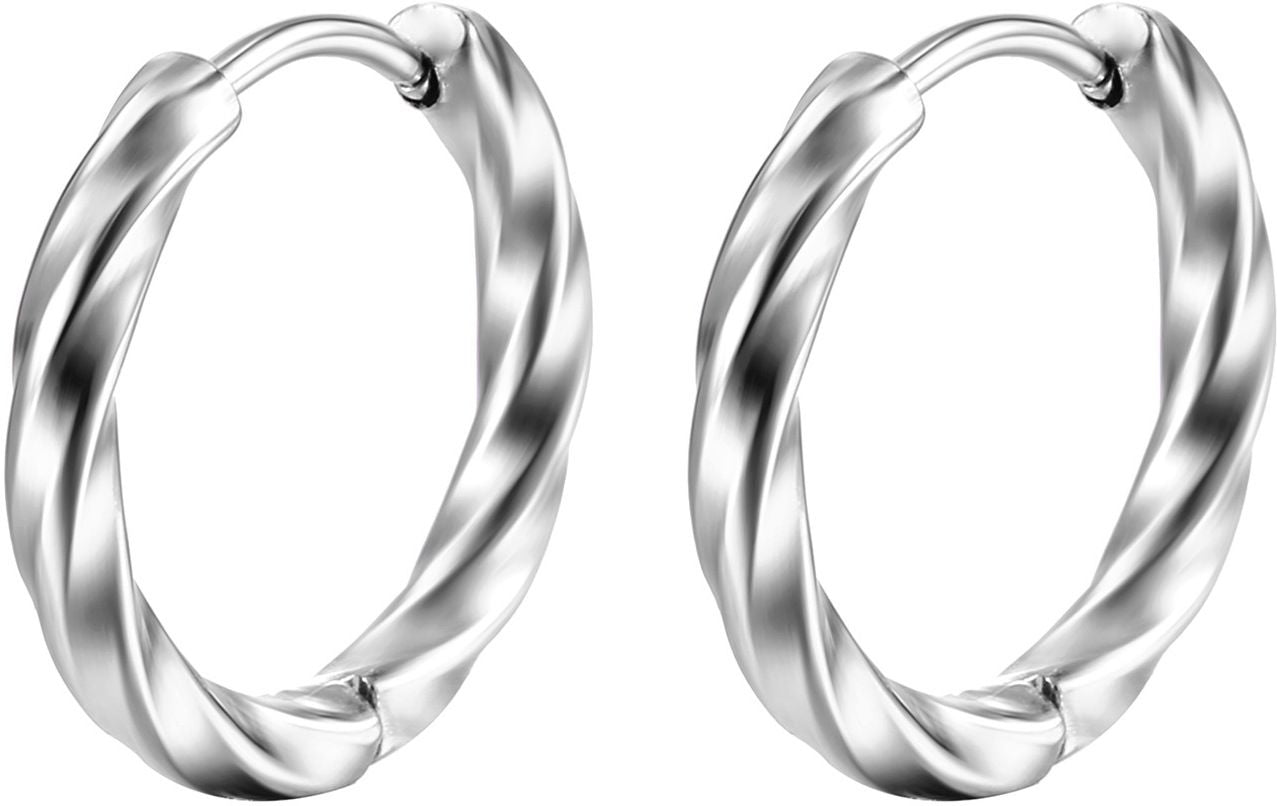 MYKI Braided Hoop Anti-Tarnish Earrings (MKERCH953-SSYI)