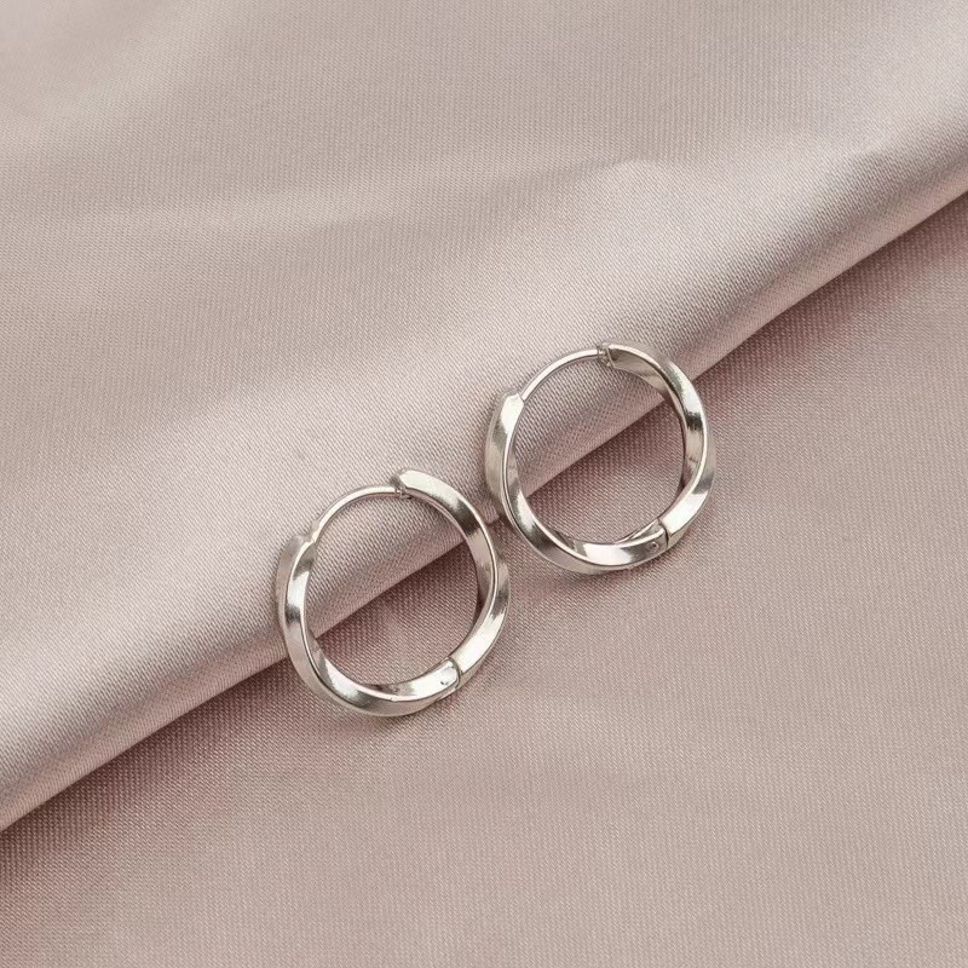 MYKI Braided Hoop Anti-Tarnish Earrings (MKERCH953-SSYI)